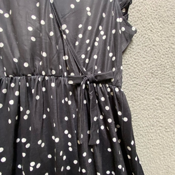 Iffei Dress Women’s Medium Black White Polka Dot Flutter Sleeve Elastic Waist - Picture 8 of 12